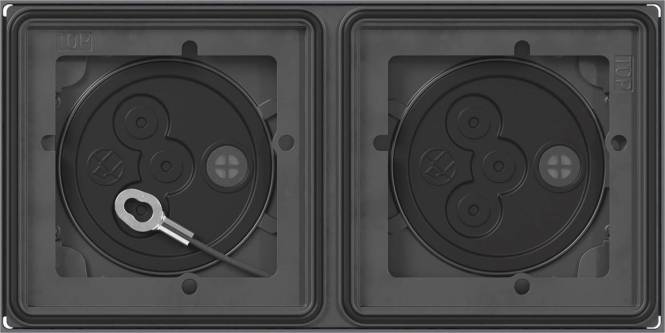 Eine Nahaufnahme von zwei schwarzen kreisförmigen Elektrokochfeldbrennern mit einem Bedienknopf auf der linken Seite, die ein minimalistisches und modernes Design zeigen.