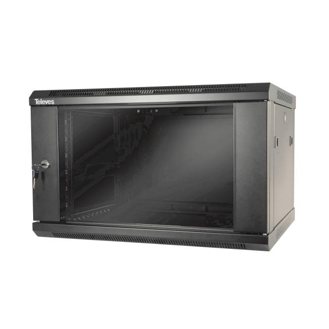 Televes Wandverteiler 19z 6+2HE MSR196B in Einzelteilen 233105 schwarz RAL 9005 Install.Baumaterial