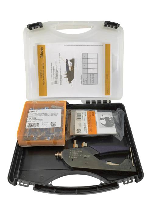 Televes Kompressionstecker-Set FUPS14 50 x FUP2000+ Zange+ Abisolierer 216325 Install.Baumaterial
