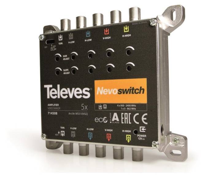 Televes 5-fach Verstärker MS510VGQ 5-15dB f.NEVO Install.Baumaterial Antennen Antennen-Zub.allgem.
