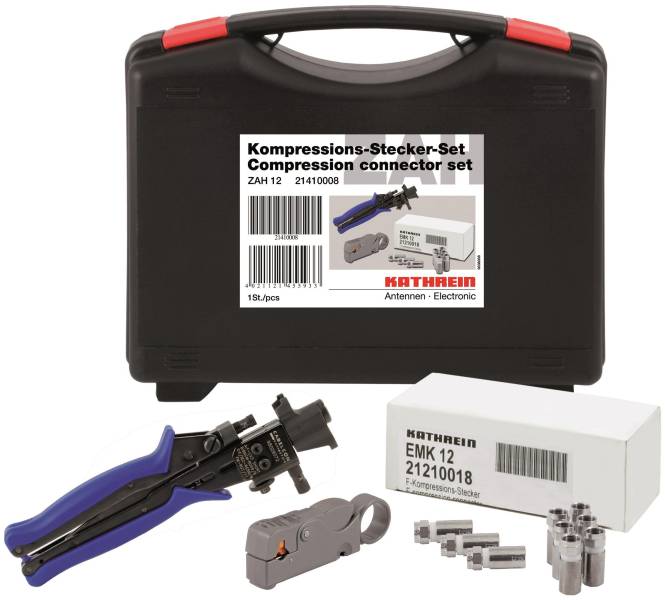 KATH Kompressions-Stecker-Set ZAH 12 Box, 100x EMK12, 1x ZAW13 und 1x RG6/59 Install.Baumaterial