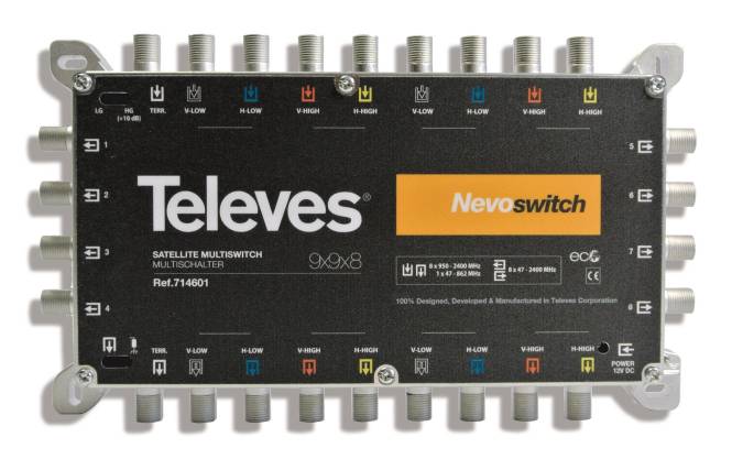 Televes Guss-Multischalter 9in8 MS98C NEVO kask.o.NT (MS-NT1208N) 714601 Install.Baumaterial