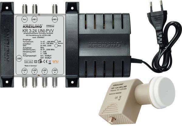 KREI Verstärker KR 3-24 UNI-PVV UNICABLE /Verteiler f.max.2 Sat u.24 TN 11309 Install.Baumaterial