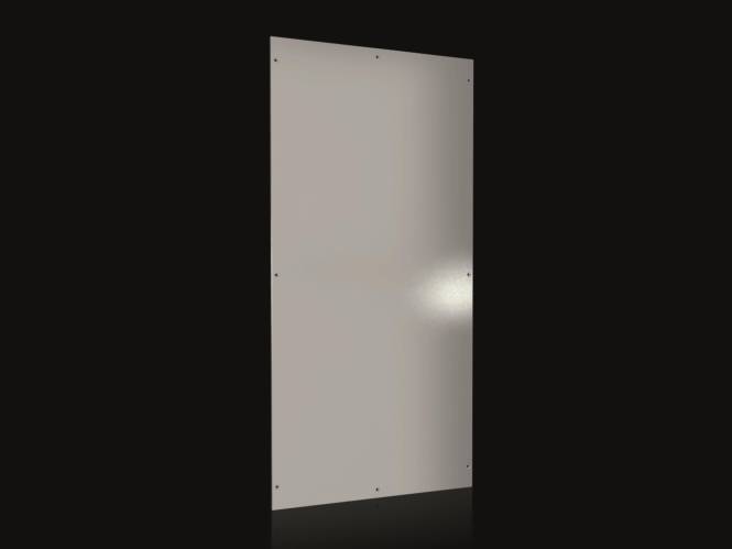 Ein schlichtes, hellgraues rechteckiges Panel vor schwarzem Hintergrund, das auf der rechten Seite leicht Licht reflektiert.