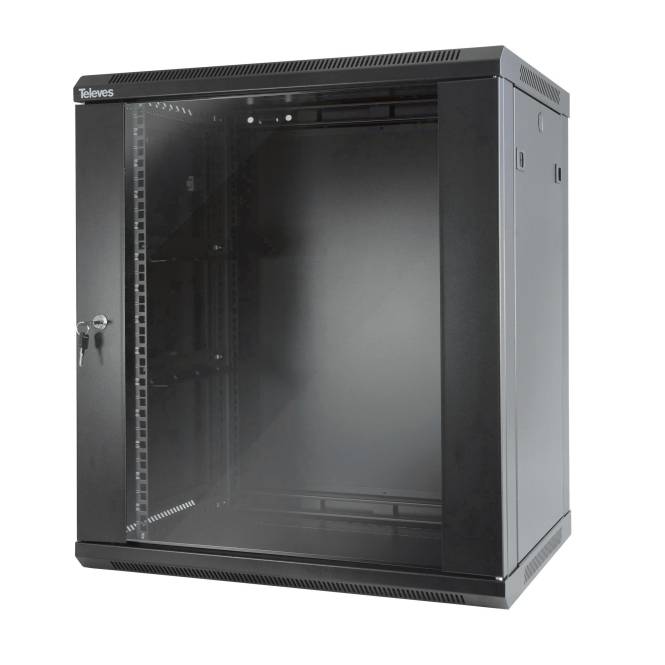 Televes Wandvert. 19z 15+2HE MSR1915B 600x450mm zerlegt schwarz RAL 9005 Install.Baumaterial