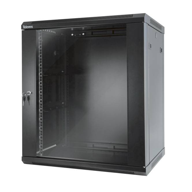 Televes Wandverteiler 19z 15+2HE MSR1915 600x450mm montiert schwarz RAL 9005 Install.Baumaterial u