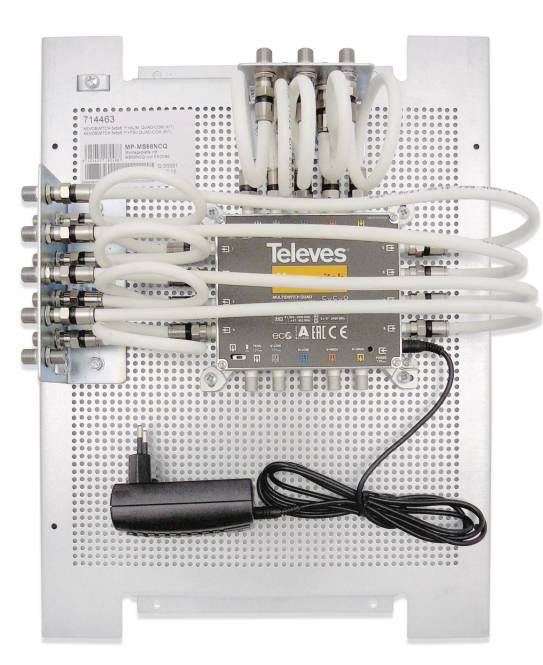 Televes Montageplatte MP-MS58NCQ m.NEVO Multischalter 5in8 714463 Install.Baumaterial Antennen