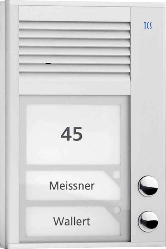 TCS Audio Außenstation PAK02-EN 2 Tasten 1-reihig AP silber Install.Baumaterial Türkommunikation