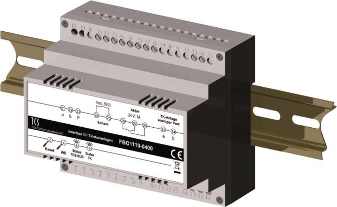 TCS Interface TKI bis zu FBO1110-0400 64Rufziele 16st Rufnummer Hutschiene 6TE Install.Baumaterial