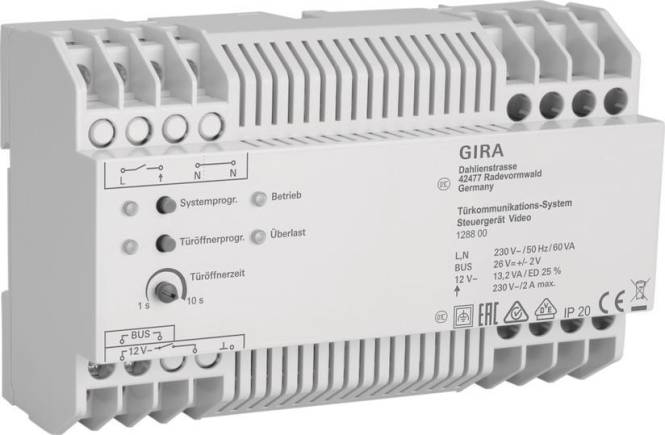 GIRA 128800 Steuergerät Video REG Install.Baumaterial Hauskomm/Batt/Sicher Türkommunikation
