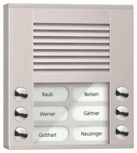 TCS Audio Außenstation PES PES06-EN/04 6 Tasten 2-reihig AP silber Install.Baumaterial