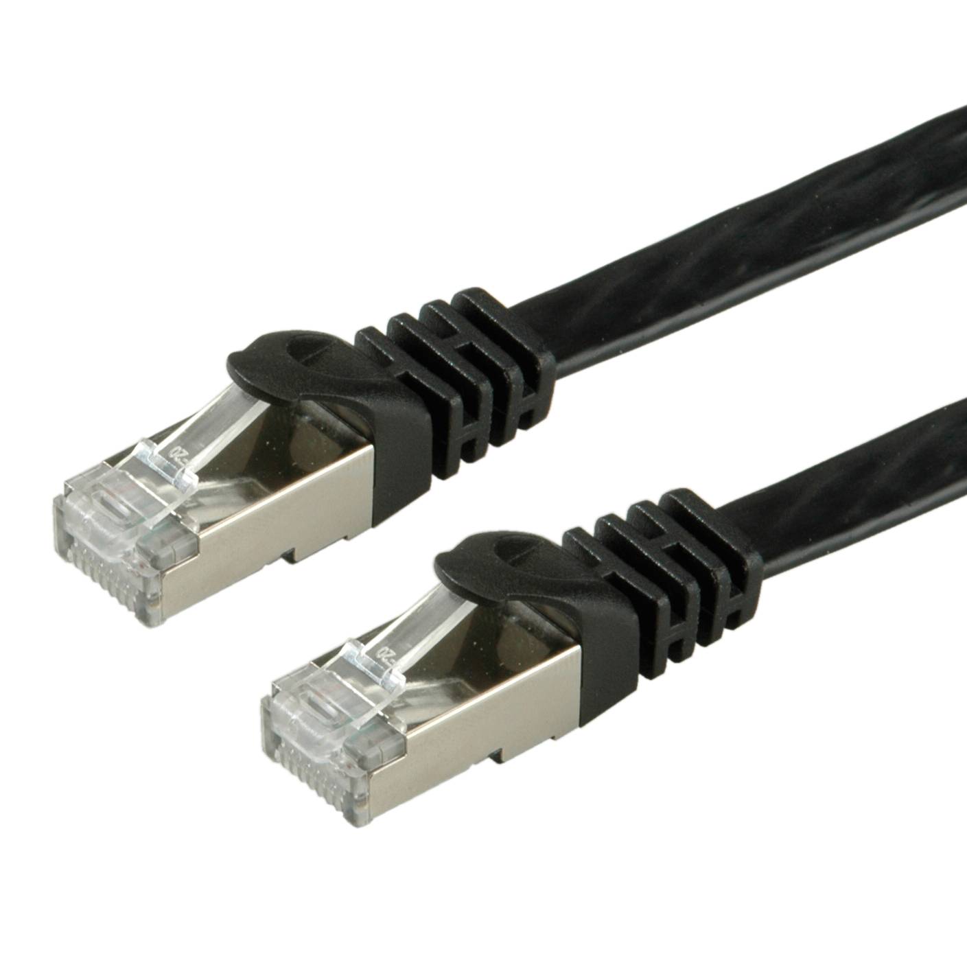 VALUE Patchkabel Cat.6 (Class E) FTP, extra-flach, schwarz, 0,5 m Twisted Pair Kabel U/FTP