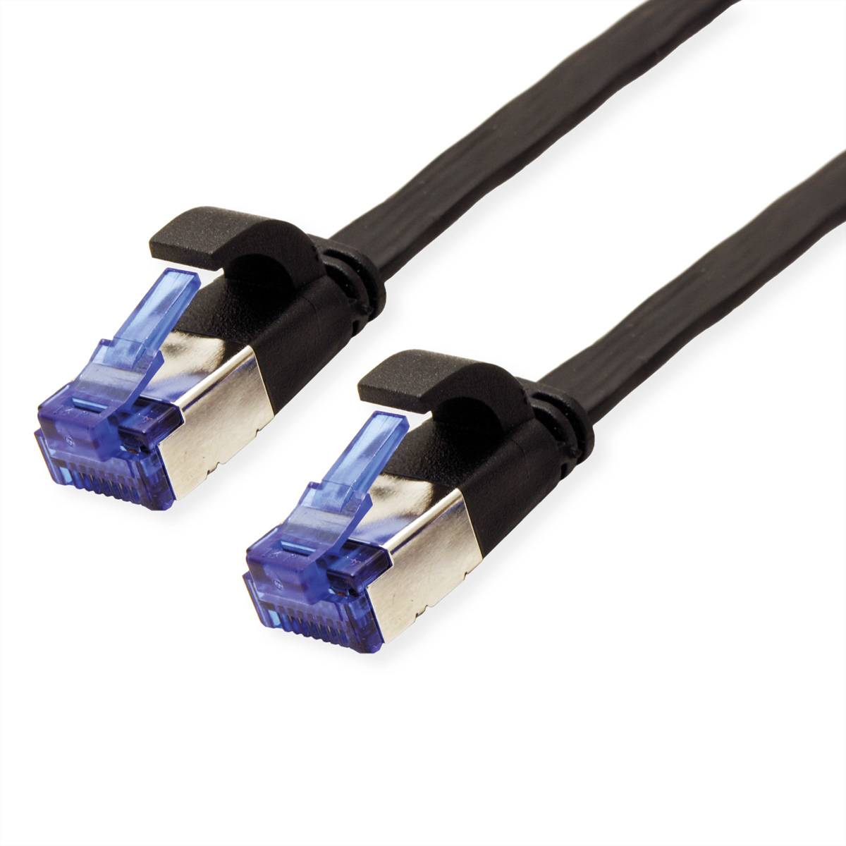 VALUE Patchkabel Cat.6A (Class EA) FTP, extra-flach, schwarz, 1 m Twisted Pair Kabel U/FTP
