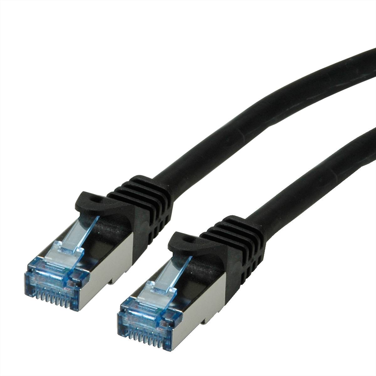 ROLINE Patchkabel Cat.6A S/FTP (PiMF), Component Level, LSOH, schwarz, 0,5 m Twisted Pair Kabel