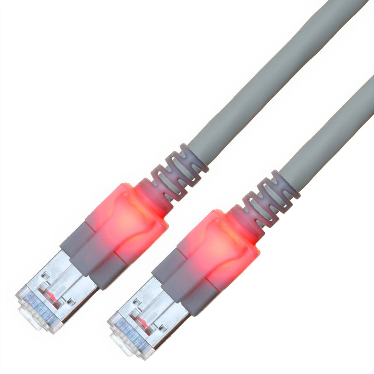 EasyLan DualBoot LED Patchkabel RJ45 S/FTP Kat.6 (Class E), mit saCon Stecker, LSOH, grau, 5 m Pair