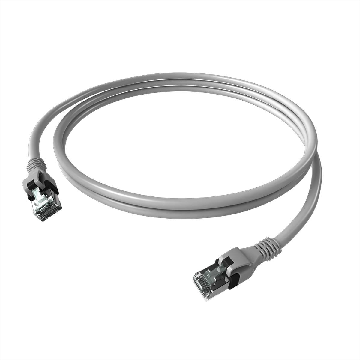 EasyLan DualBoot PushPull IP20 Patchkabel, Cat.6A (Class EA), S/FTP, grau, 0,5 m Twisted Pair Kabel