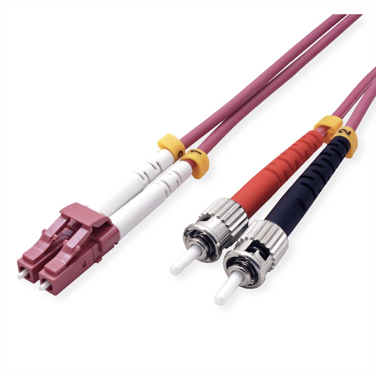 VALUE LWL-Kabel 50/125µm OM4, LC/ST, violett, 10 m Fiber Optic Kabel LWL-Patchkabel OM4