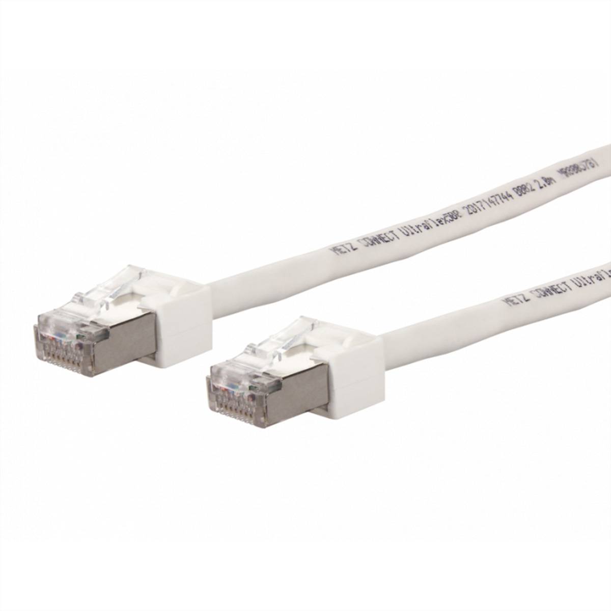 METZ CONNECT Patchkabel Cat.6 (Class E) S/FTP, Ultraflex500 VoIP, AWG 26, LSOH, weiß, 1 m Twisted