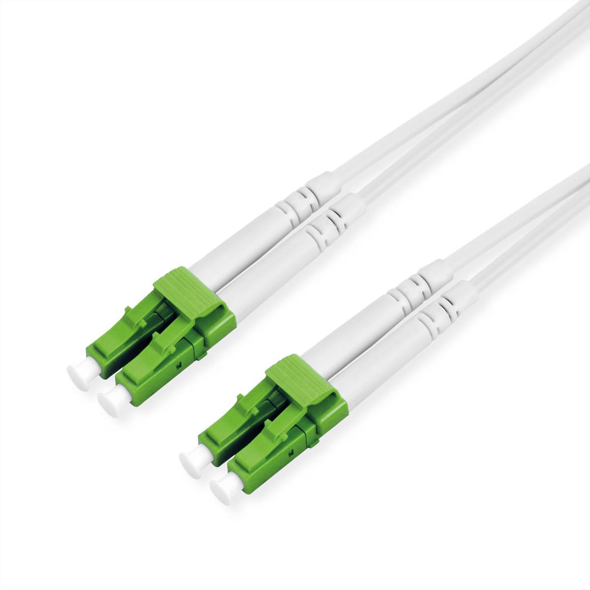ROLINE LWL-Kabel Duplex, 9/125µm OS2, LC-APC/LC-APC, stahlarmiert, LSOH, weiß, 2 m Fiber Optic OS2