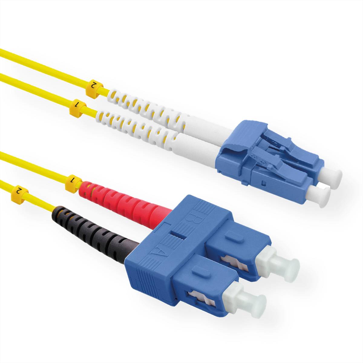 ROLINE LWL-Kabel Duplex, Single Mode 9/125µm OS2, LC/SC, gelb, 5 m Fiber Optic Kabel LWL-Patchkabel