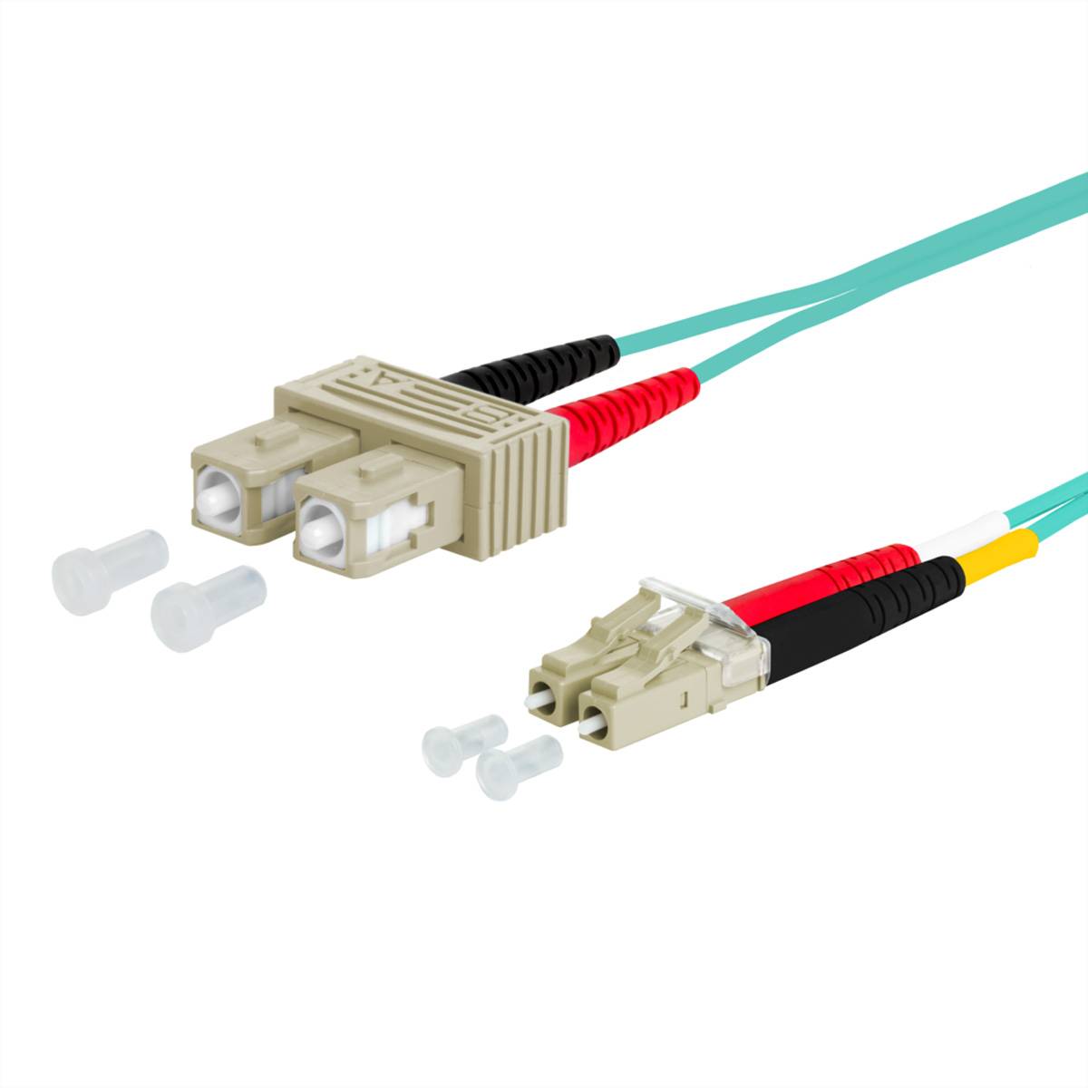 METZ CONNECT OpDAT Patchkabel, SC-D/LC-D OM3, 1 m Fiber Optic Kabel LWL-Patchkabel OM3