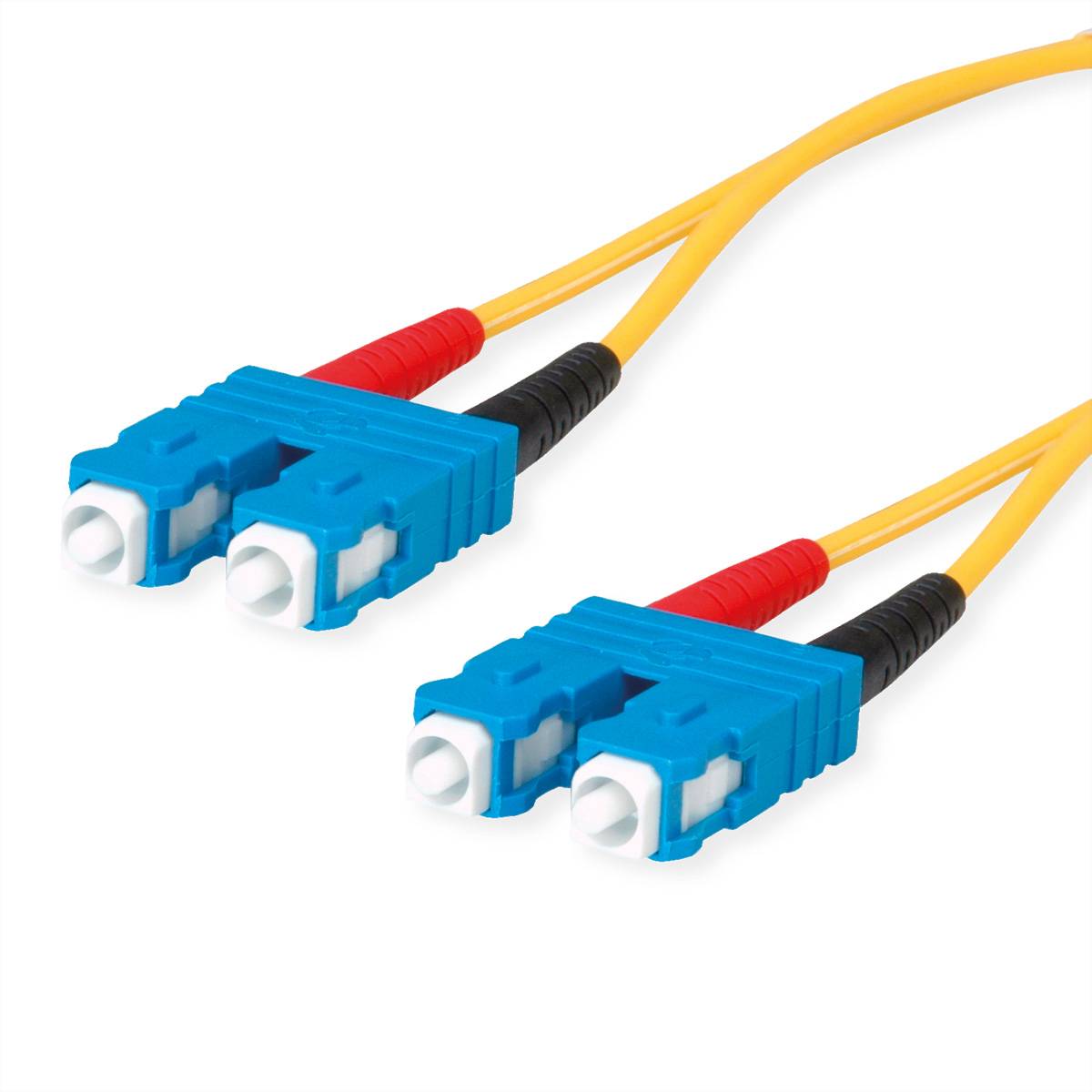 TELEGÄRTNER LWL Rangierkabel 2x E9/125 OS2, 1x SC Duplex - 1x SC Duplex, gelb, 5 m LWL-Patchkabel