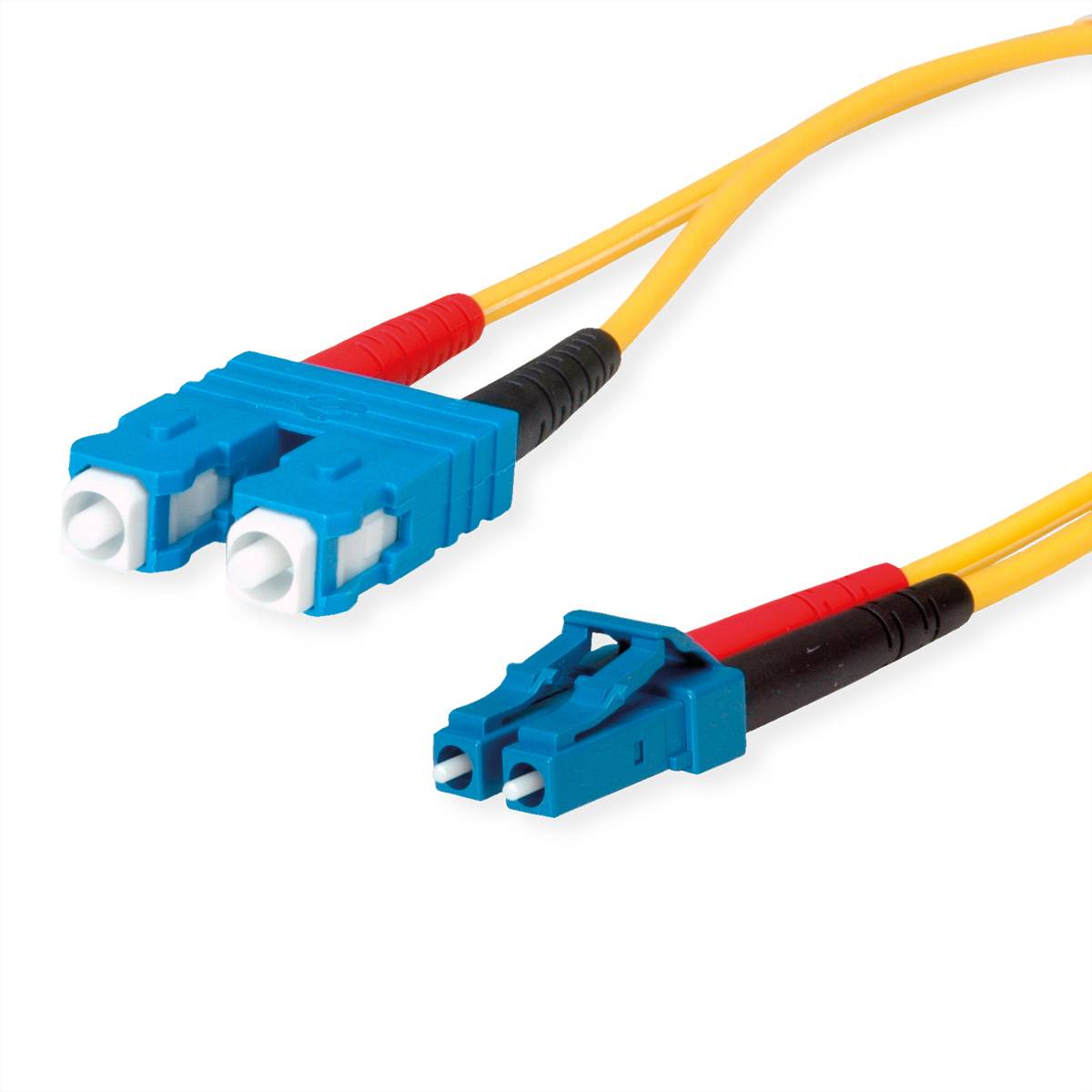 TELEGÄRTNER LWL Adapterkabel 2x E9/125 OS2, 1x SC Duplex - 1x LC Duplex, gelb, 1 m LWL-Patchkabel