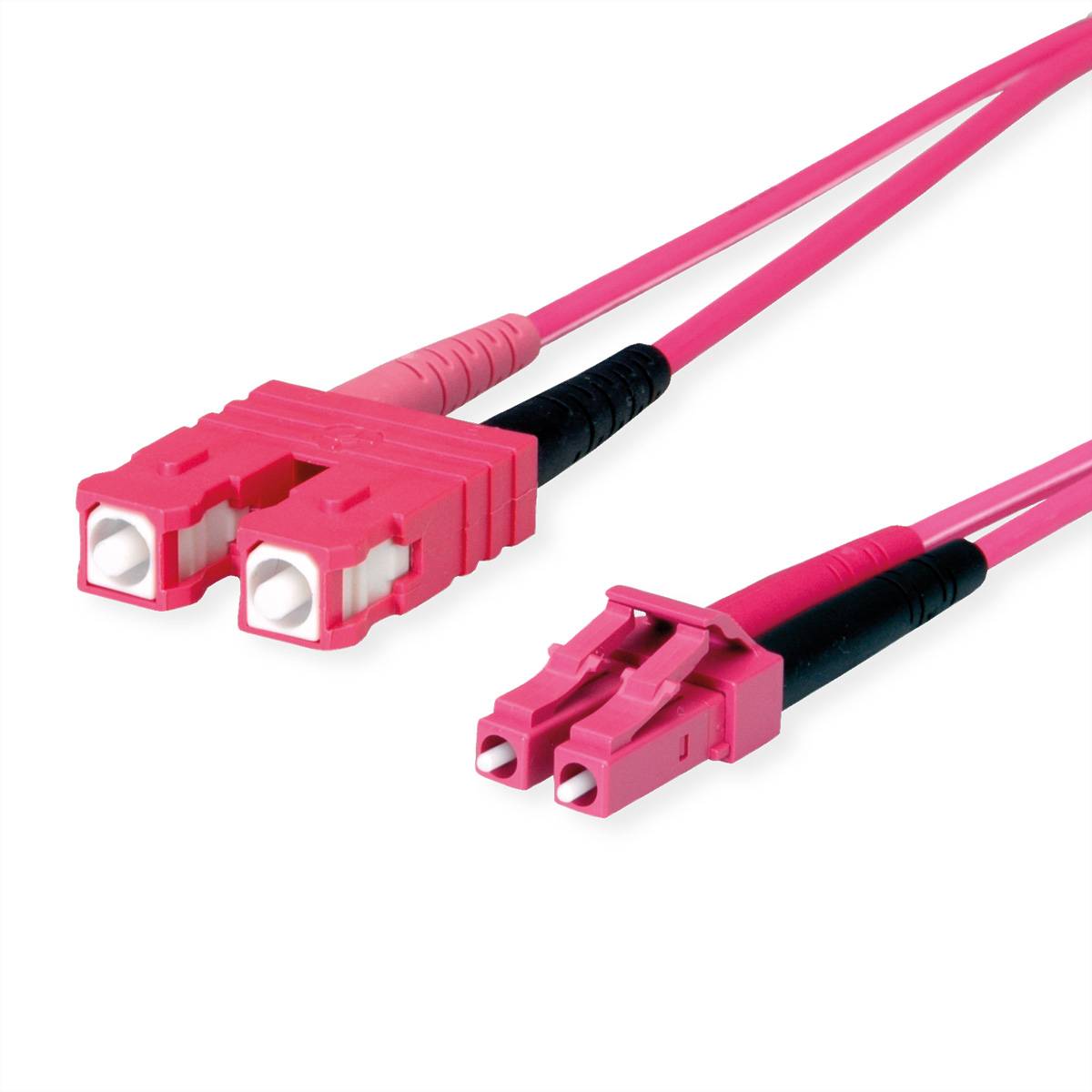 TELEGÄRTNER LWL Adapterkabel 2x G50/125 OM4, 1x SC Duplex - 1x LC Duplex, violett, 1 m OM4