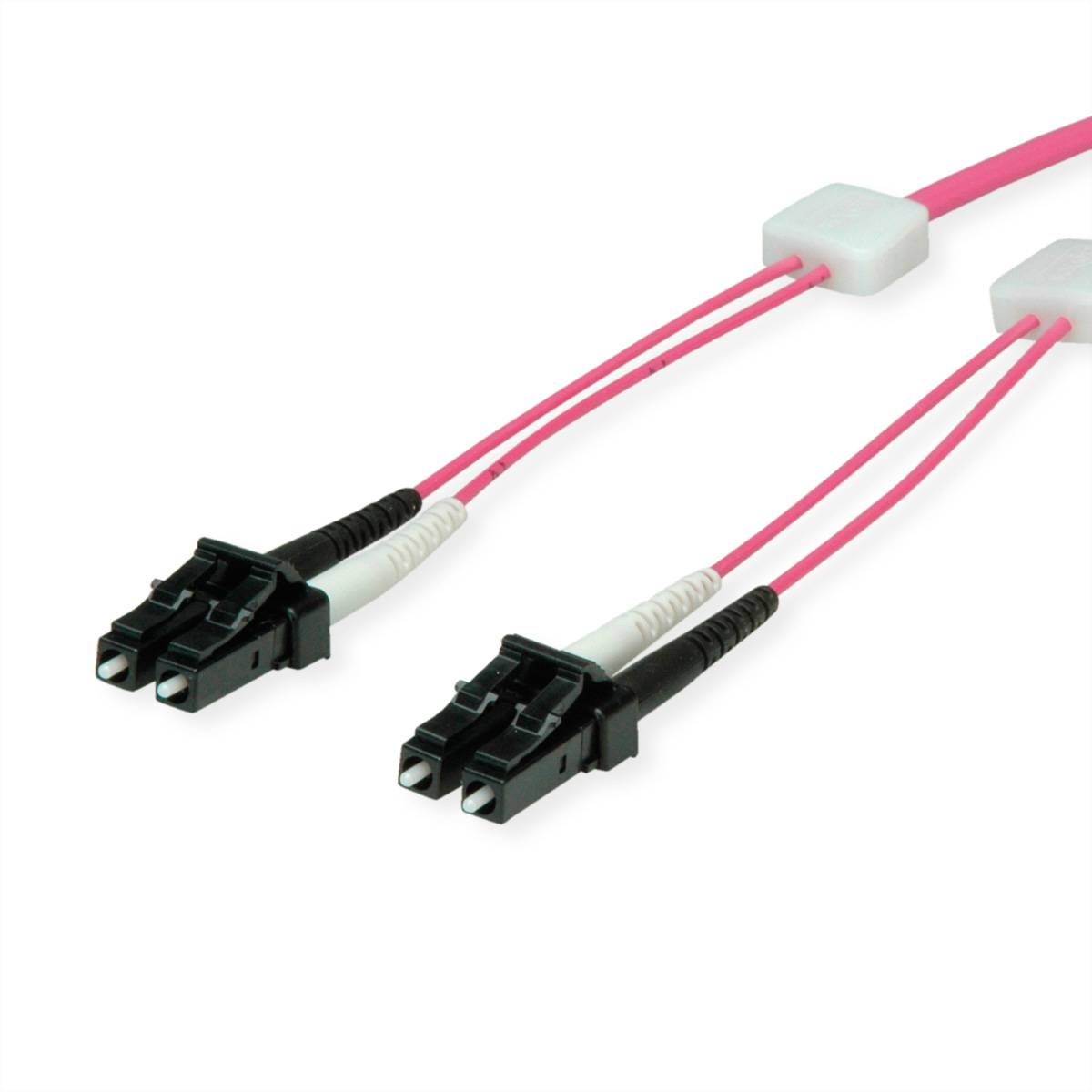EasyLan LWL-LED-Patchkabel duplex 50/125µm OM4, LC/LC, violett, 5 m Fiber Optic Kabel OM4