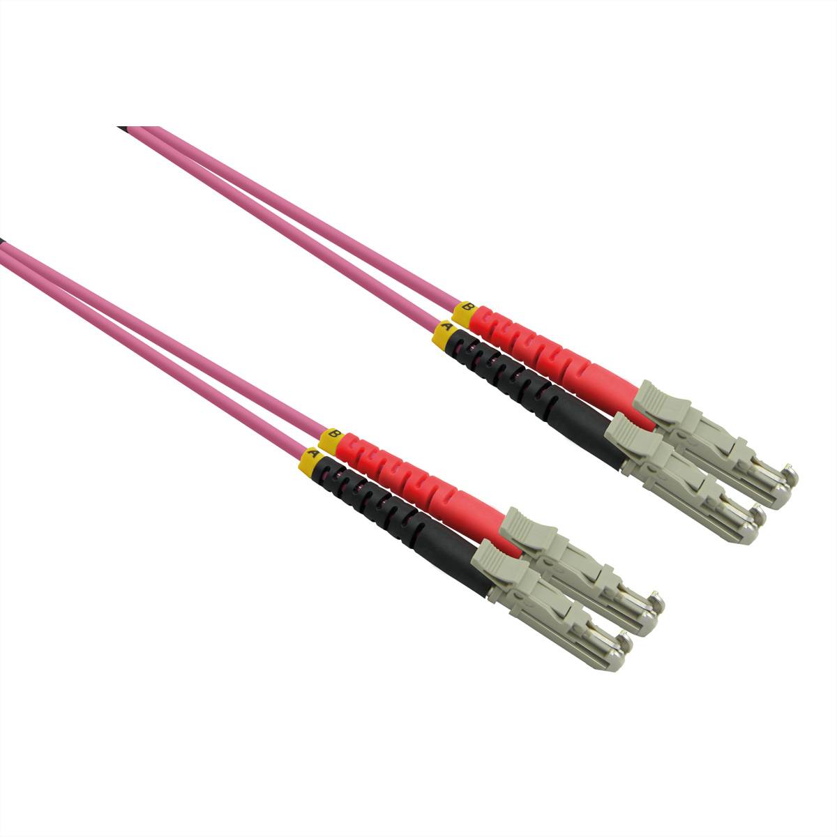 ROLINE LWL-Kabel duplex 50/125µm OM4, LSH/LSH, LSOH, violett, 0,5 m Fiber Optic Kabel OM4