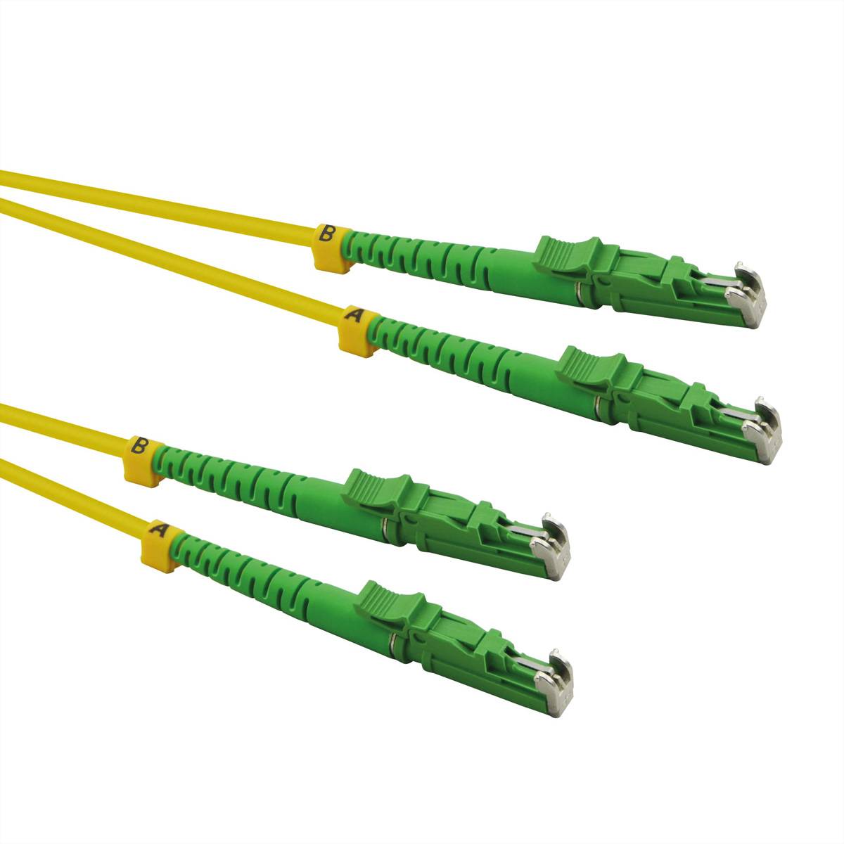 ROLINE LWL-Kabel duplex 9/125µm OS2, LSH/LSH, APC Schliff, LSOH, gelb, 0,5 m Fiber Optic Kabel OS2
