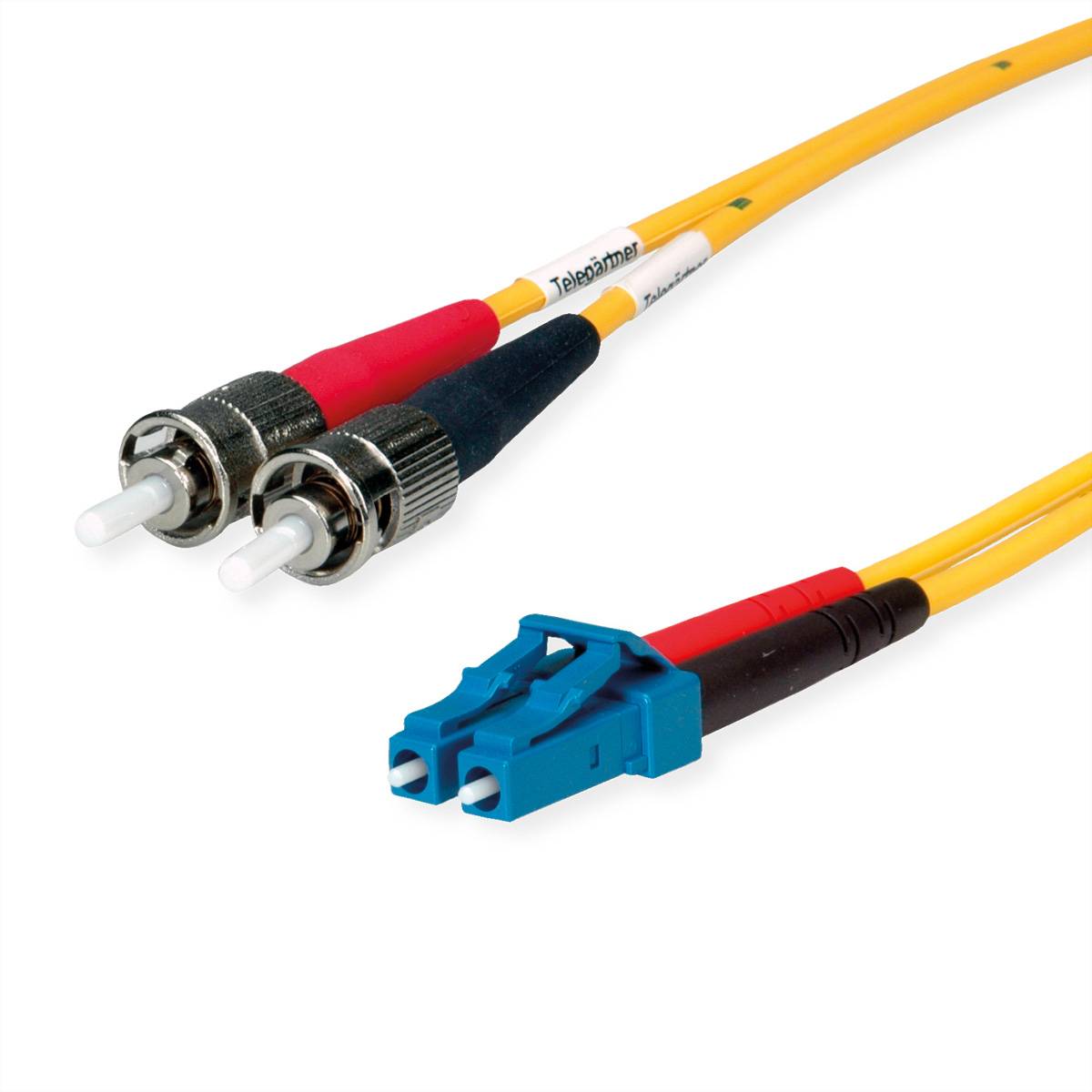 TELEGÄRTNER Duplex-Adapterkabel 9/125 OS2, 2x ST Stecker, 1x LC Duplex gelb, 3 m LWL-Patchkabel OS2