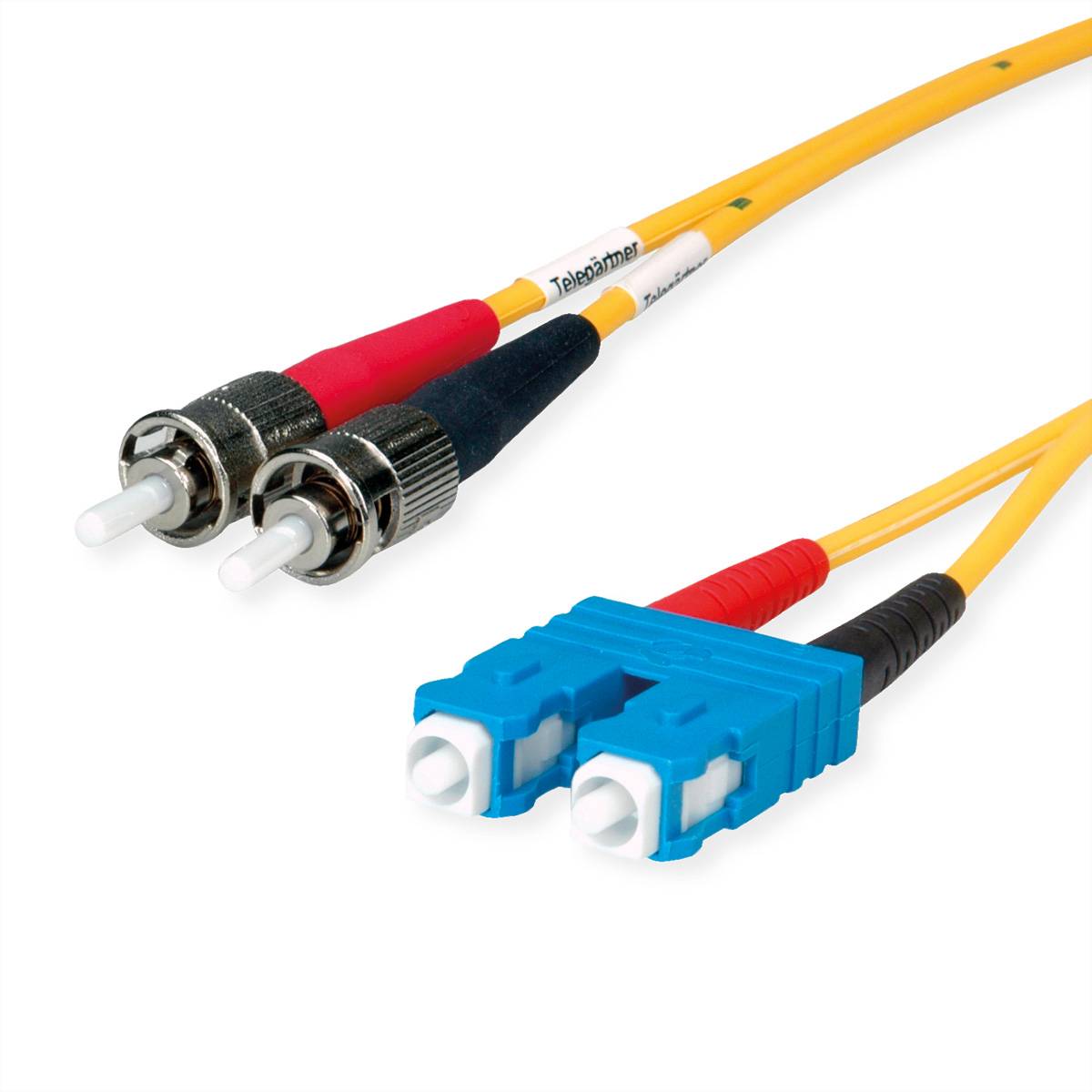 TELEGÄRTNER Duplex-Adapterkabel 9/125 OS2, 2x ST Stecker, 1x SC Duplex gelb, 3 m LWL-Patchkabel OS2