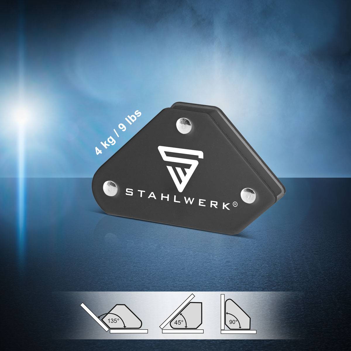STAHLWERK 2 x Schweißwinkel 4er Set Magnet 4 kg 9 lbs Schweißmagnet Magnetwinkel
