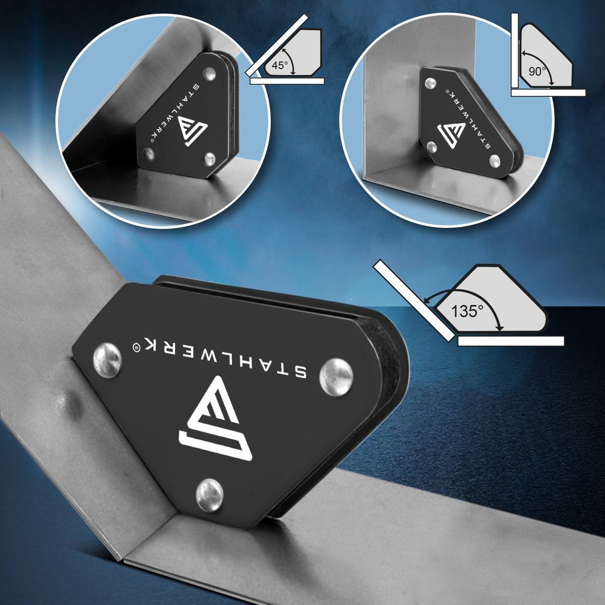STAHLWERK 3 x Schweißwinkel 4er Set Magnet 4 kg 9 lbs Schweißmagnet Magnetwinkel