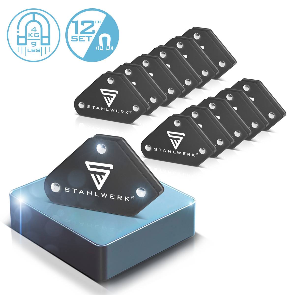 STAHLWERK 3 x Schweißwinkel 4er Set Magnet 4 kg 9 lbs Schweißmagnet Magnetwinkel