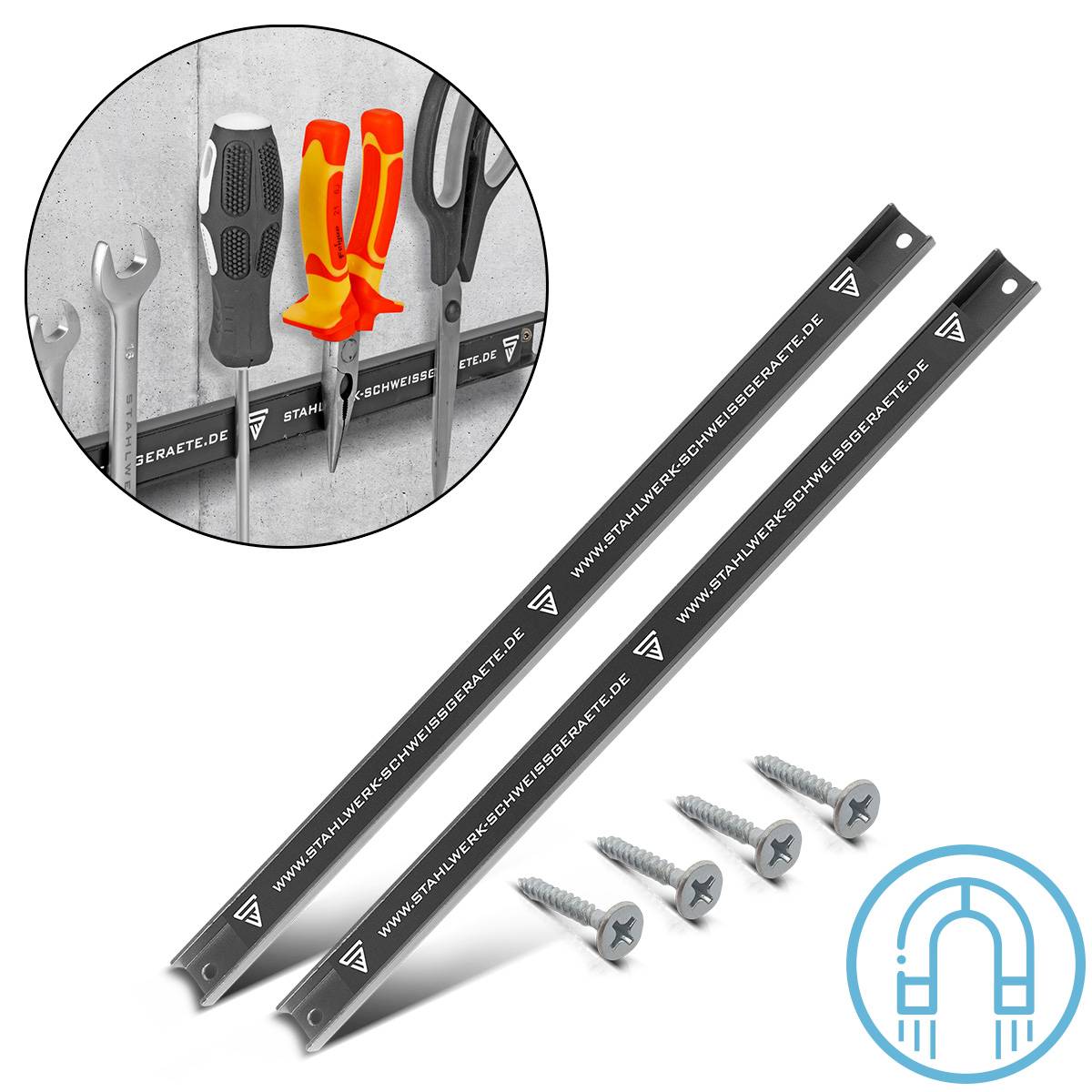 STAHLWERK 2 x Magnetleiste MWZ-18 ST 18" 45 cm Werkzeugleiste Magnetschiene