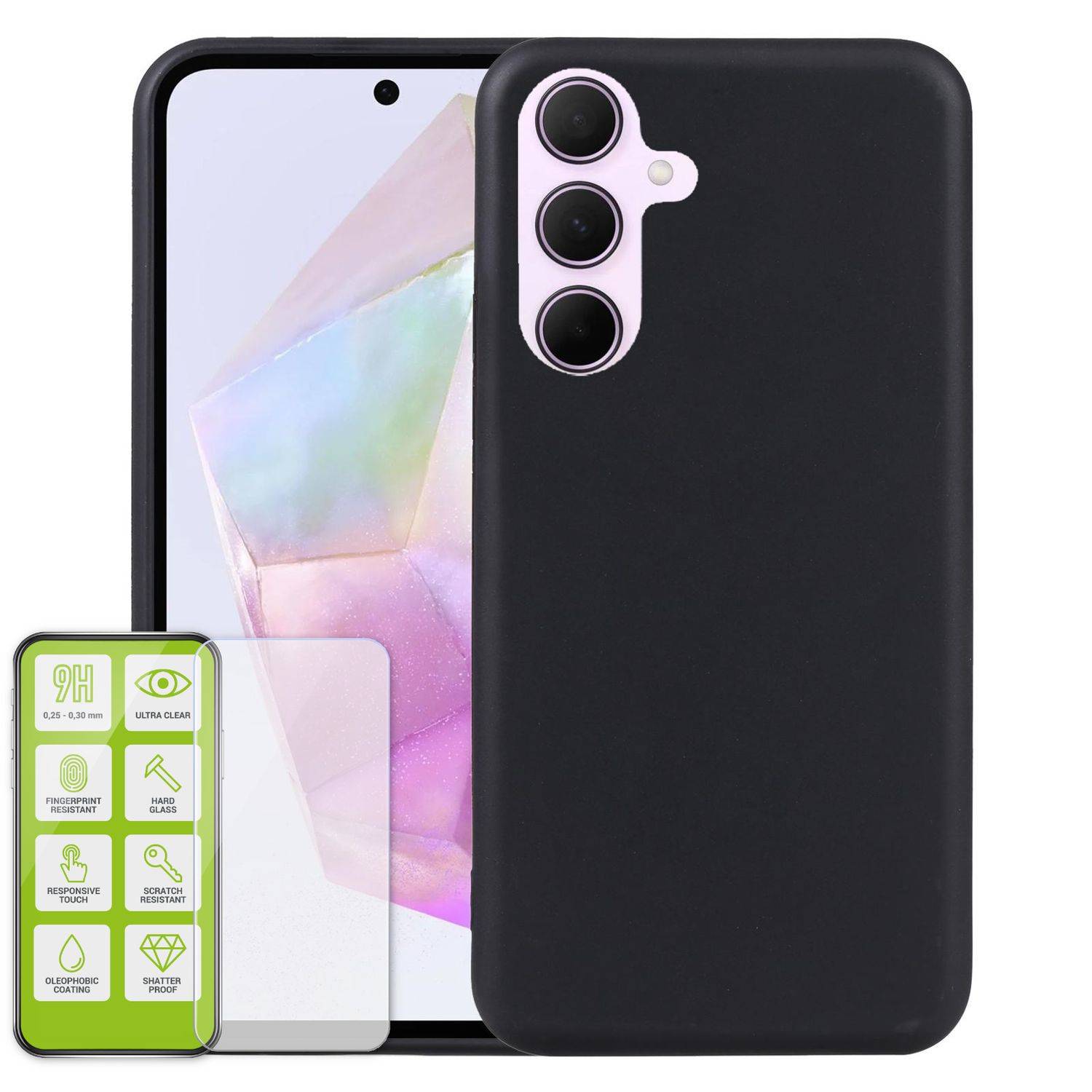 Für Samsung Galaxy A56 / A36 Silikon TPU Schutz Hülle Schwarz + H9 Hart Glas