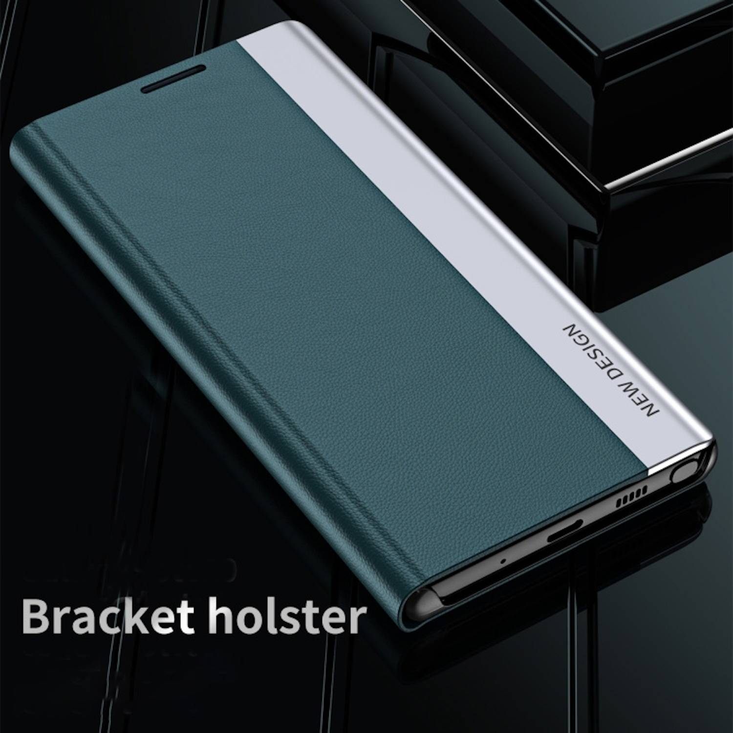 Für Samsung Galaxy A56 / A36 Design Electroplated Flip Kunstleder Hülle Schwarz