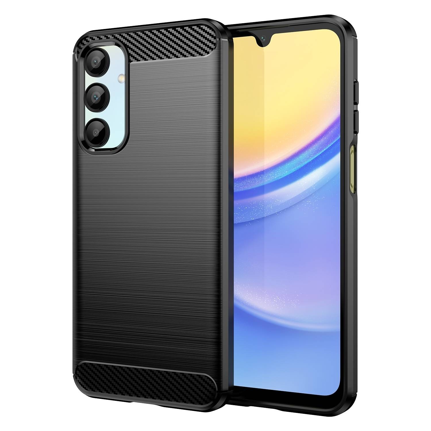 Für Samsung Galaxy A56 / A36 Carbon Brushed Design Textur TPU Hülle Schwarz