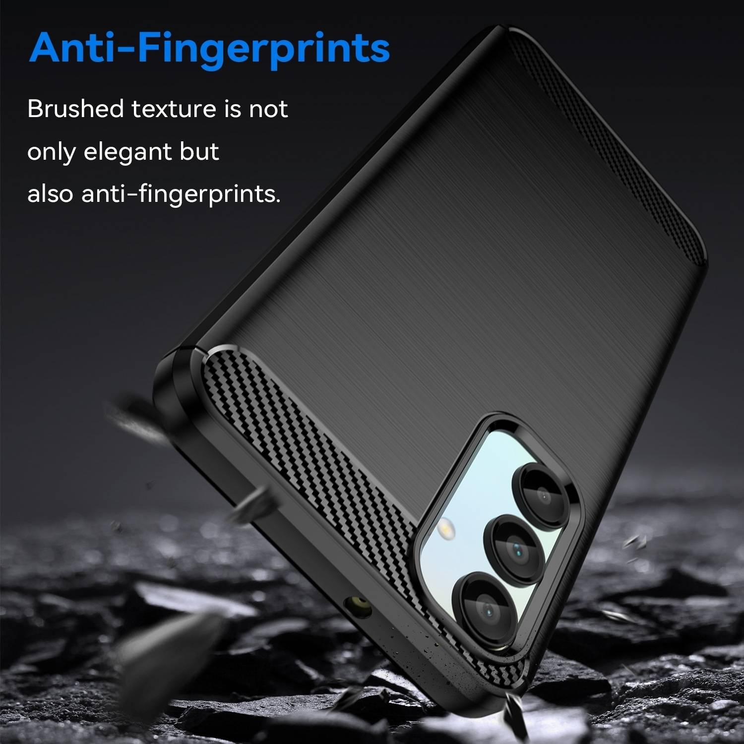 Für Samsung Galaxy A56 / A36 Carbon Brushed Design Textur TPU Hülle Schwarz