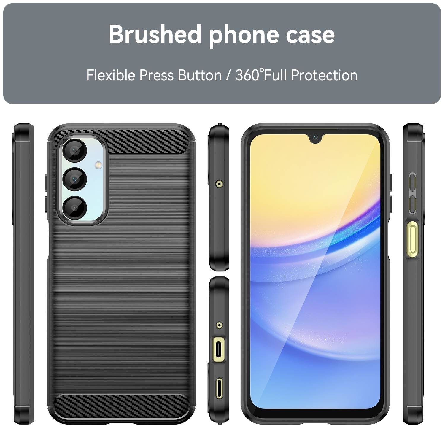 Für Samsung Galaxy A56 / A36 Carbon Brushed Design Textur TPU Hülle Schwarz