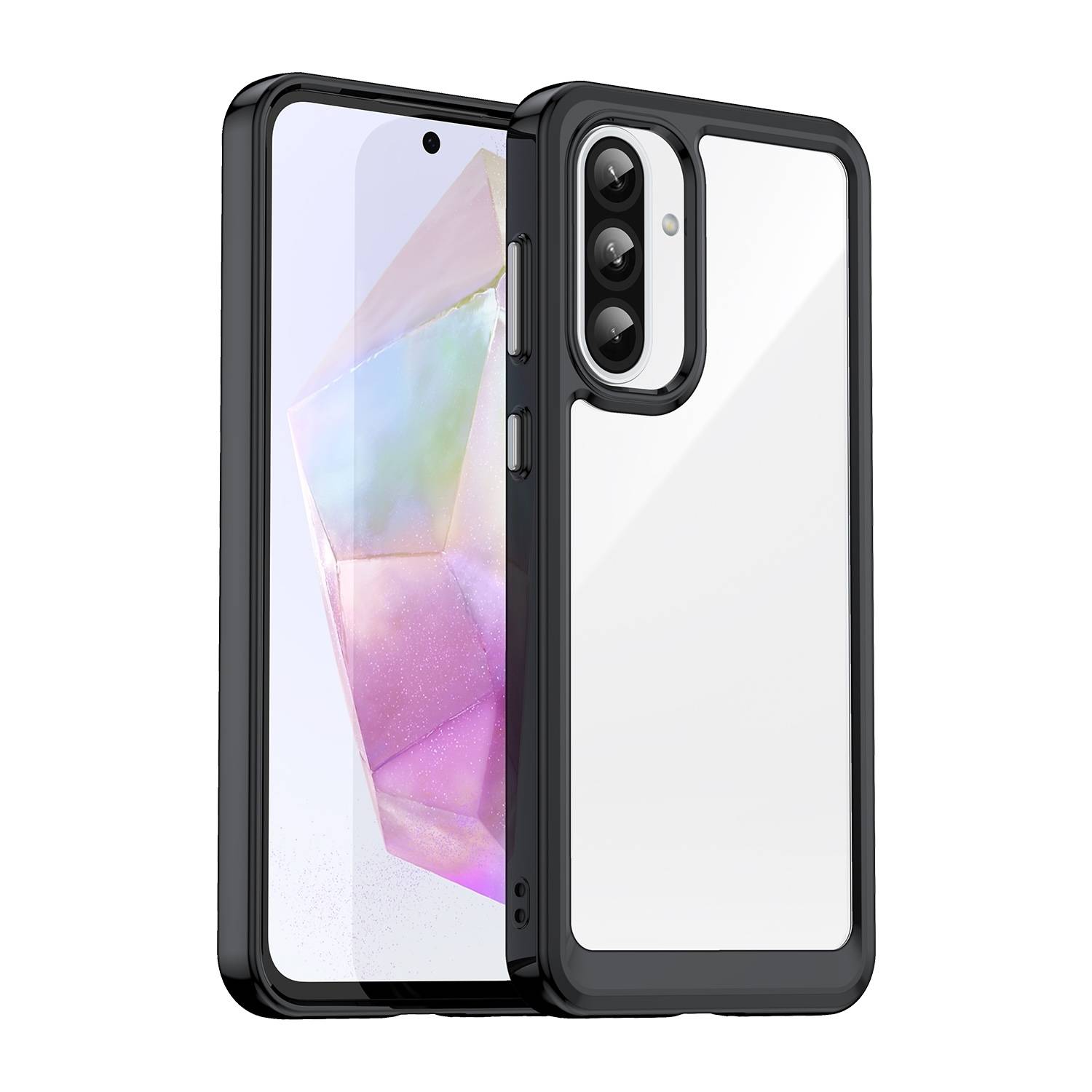 Für Samsung Galaxy A56 / A36 Colorful Series TPU Acryl Hybrid Hülle Case Schwarz