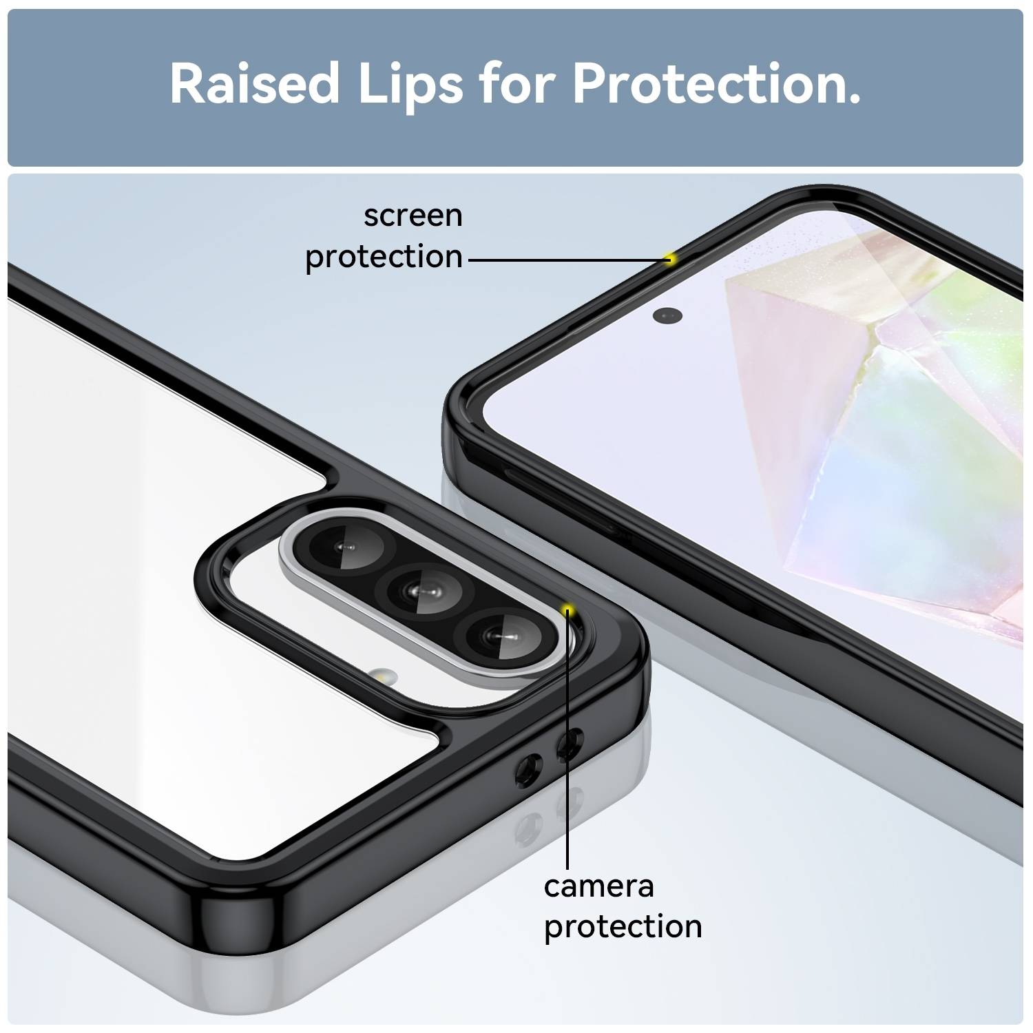 Für Samsung Galaxy A56 / A36 Colorful Series TPU Acryl Hybrid Hülle Case Schwarz