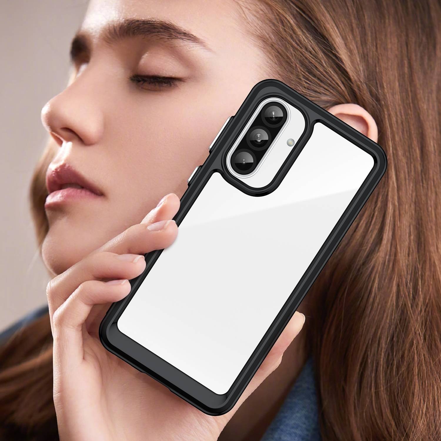 Für Samsung Galaxy A56 / A36 Colorful Series TPU Acryl Hybrid Hülle Case Schwarz