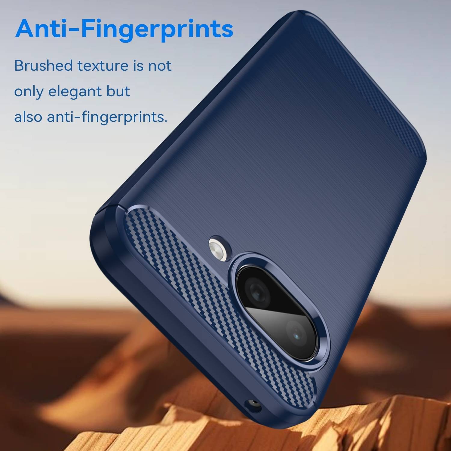 Für Google Pixel 9a Carbon Fiber Brushed Design Textur TPU Handy Hülle Case Blau