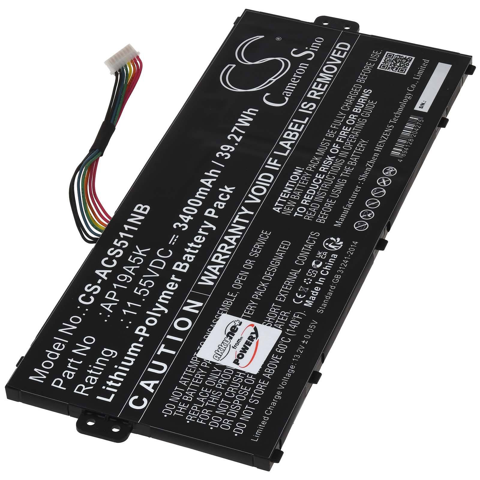 Powery Akku für Acer Chromebook Spin 511 R752T-C3M5 Laptop, 11,55V, Li-Ion