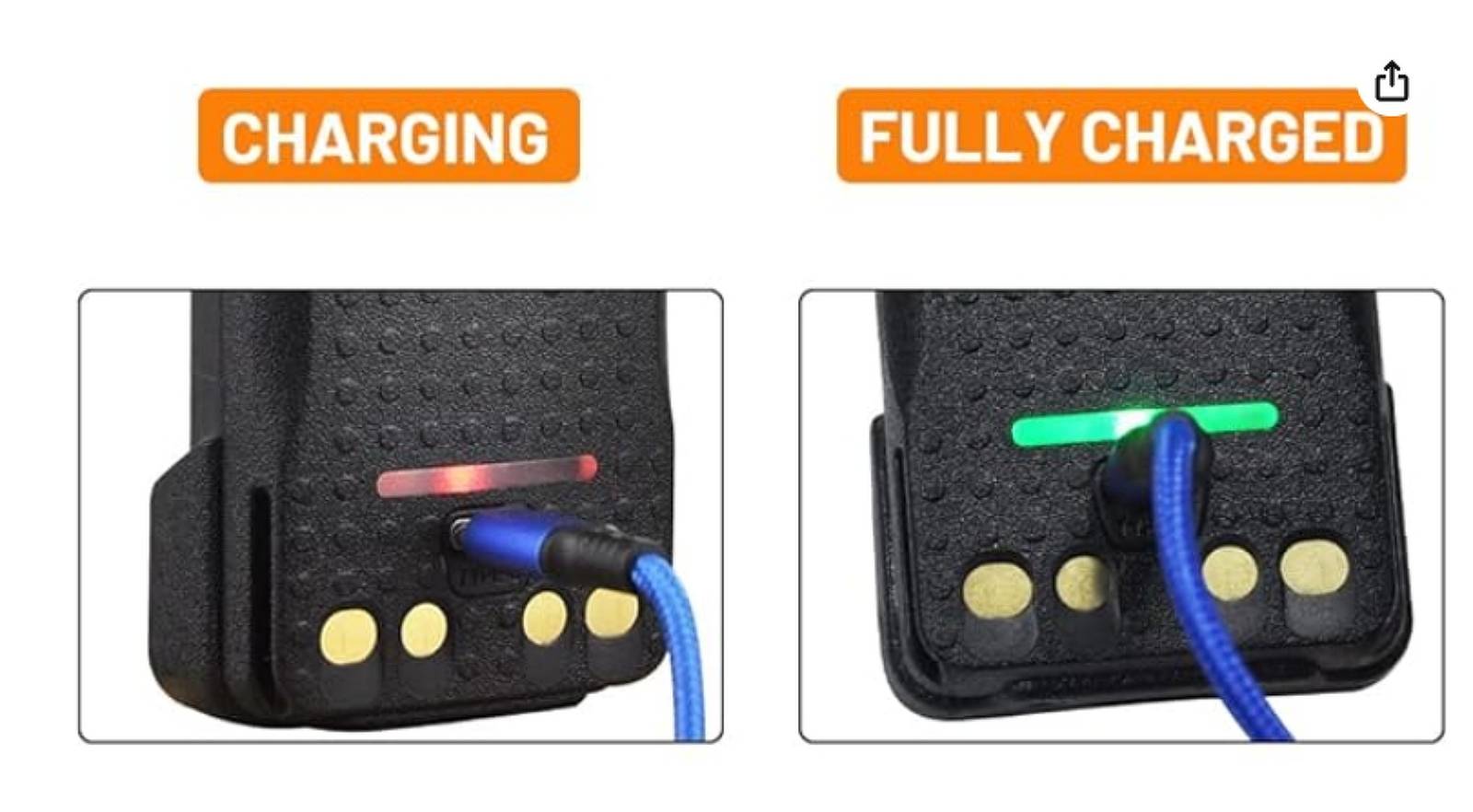 Powery Akku passend für Funkgerät Motorola DP4000 DP4400 Typ PMNN4409 mit USB-C-Anschluss, 7,4V, Li-Ion