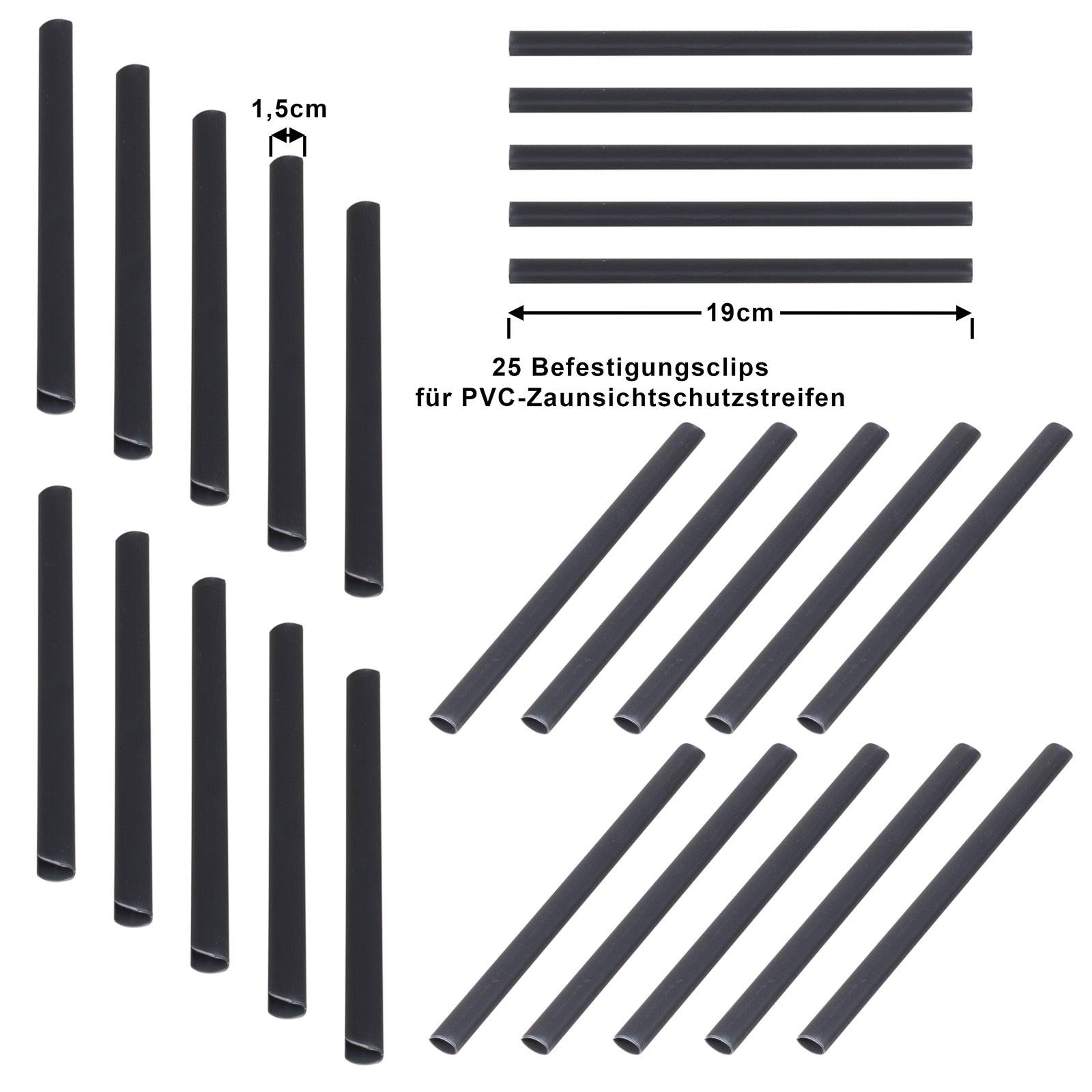 PVC Zaun Sichtschutzstreifen Klemmstreifen Schiene Clips Befestigung 25 Stück