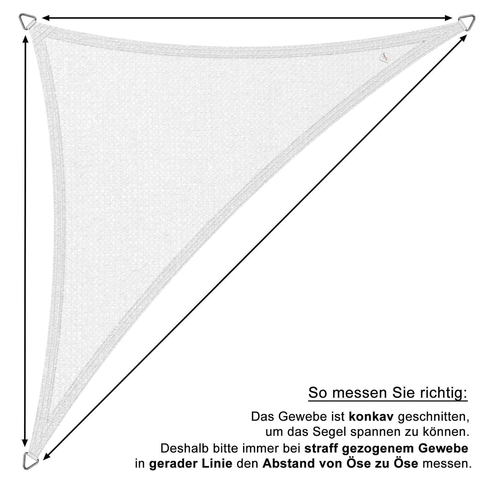 hanSe Sonnensegel Schattensegel Sonnenschutz HDPE Outdoor Dreieck 3x3x3m Taupe